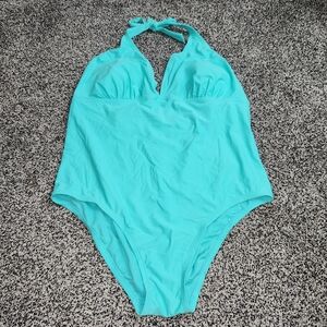 Old Navy One Piece Swimsuit, Halter Top,Mint Green Blue,V Neck,Padded Women's 3X